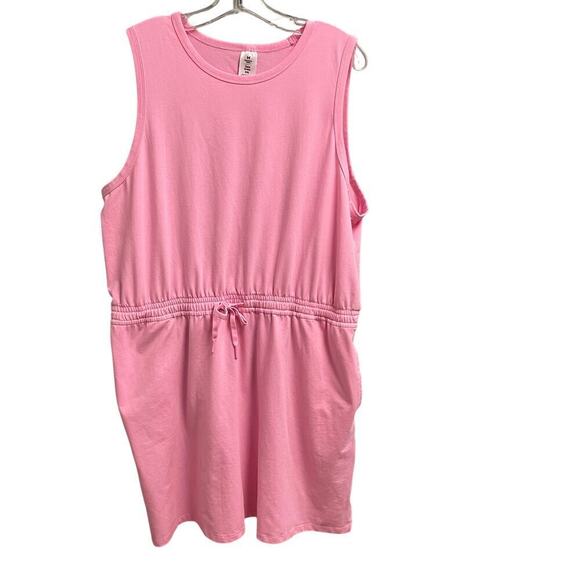 Members Mark Size XXL Tank Dress Pink Pockets Drawstring Waist Casual - Picture 1 of 4